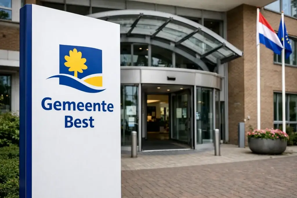 Realistische foto van het gemeentehuis in Best overdag