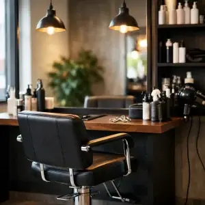 Bedrijven in Best Moderne kapsalon interieur met kapstoelen en spiegels in Best