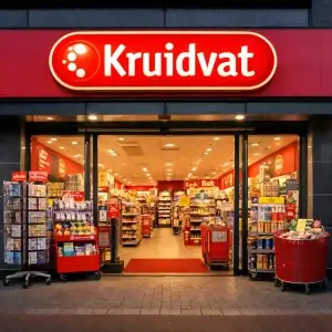 Buitenkant van een drogisterij in Best, realistische foto, zonder tekst