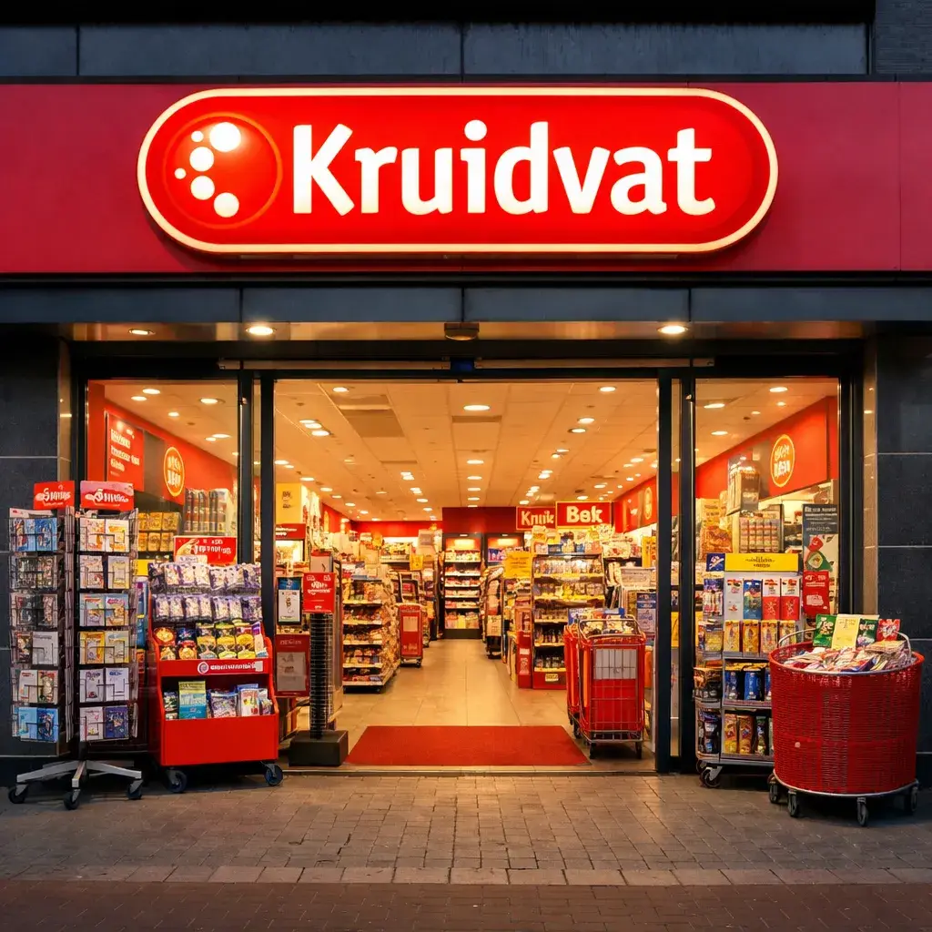 Buitenkant van een drogisterij in Best, realistische foto, zonder tekst