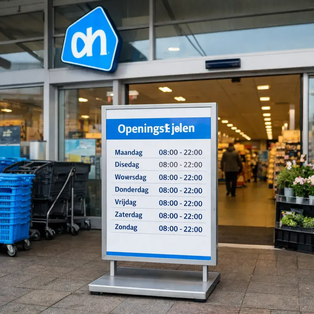 Supermarktentree in Best met blauw bord zonder tekst