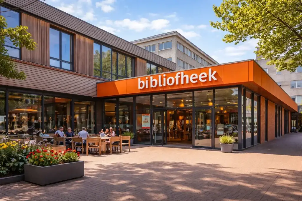 Ingang van een bibliotheek in Best, Nederland